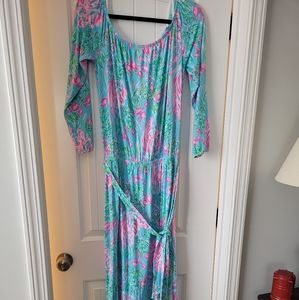 Lilly Pulitzer Maxi Dress, Pink, blue and green, Size Large